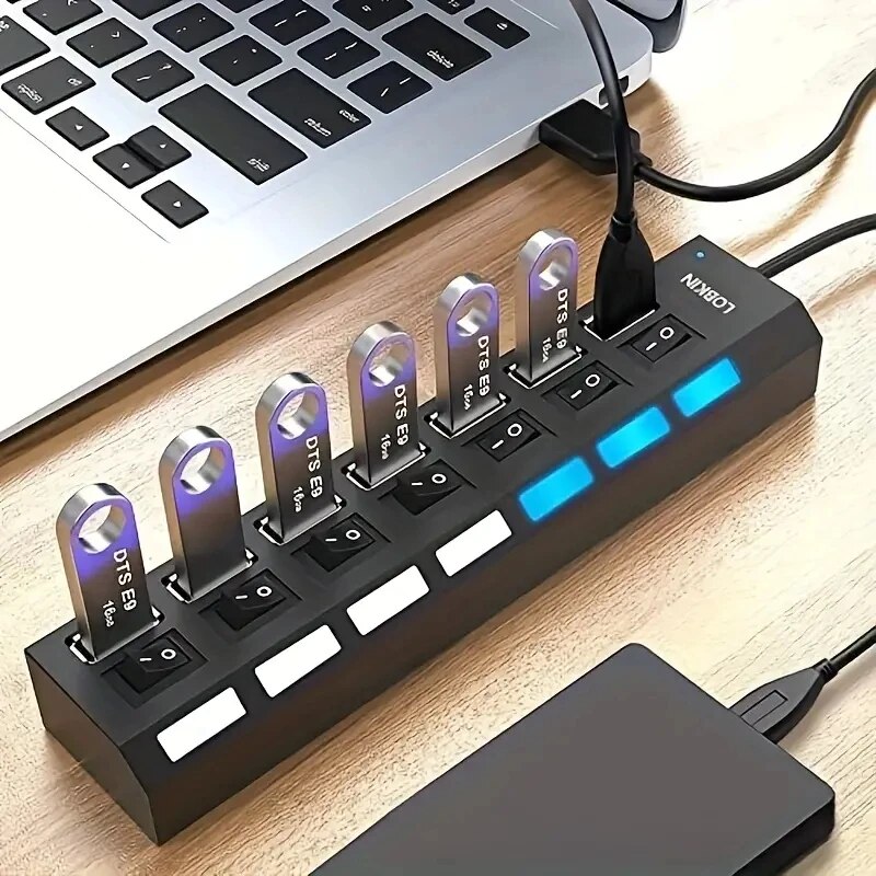 Desk Setup Usb Hub - Alta velocidade 4/7 portas usb hub