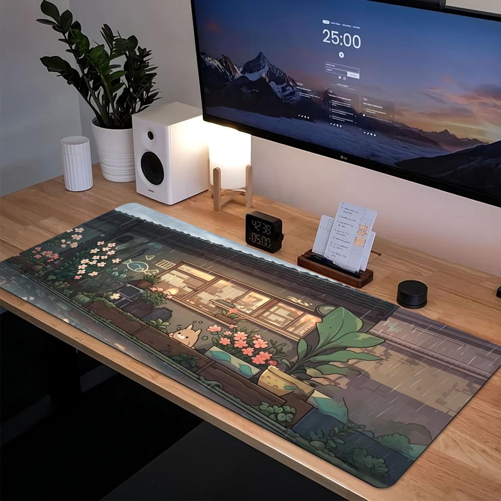 Desk Setup Laptop And Pc - Mouse Pad Gamer Estendido Cozy Anime