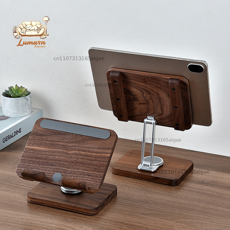 Desk Setup With Ipad - Suporte para iPad em Nogueira Preta
