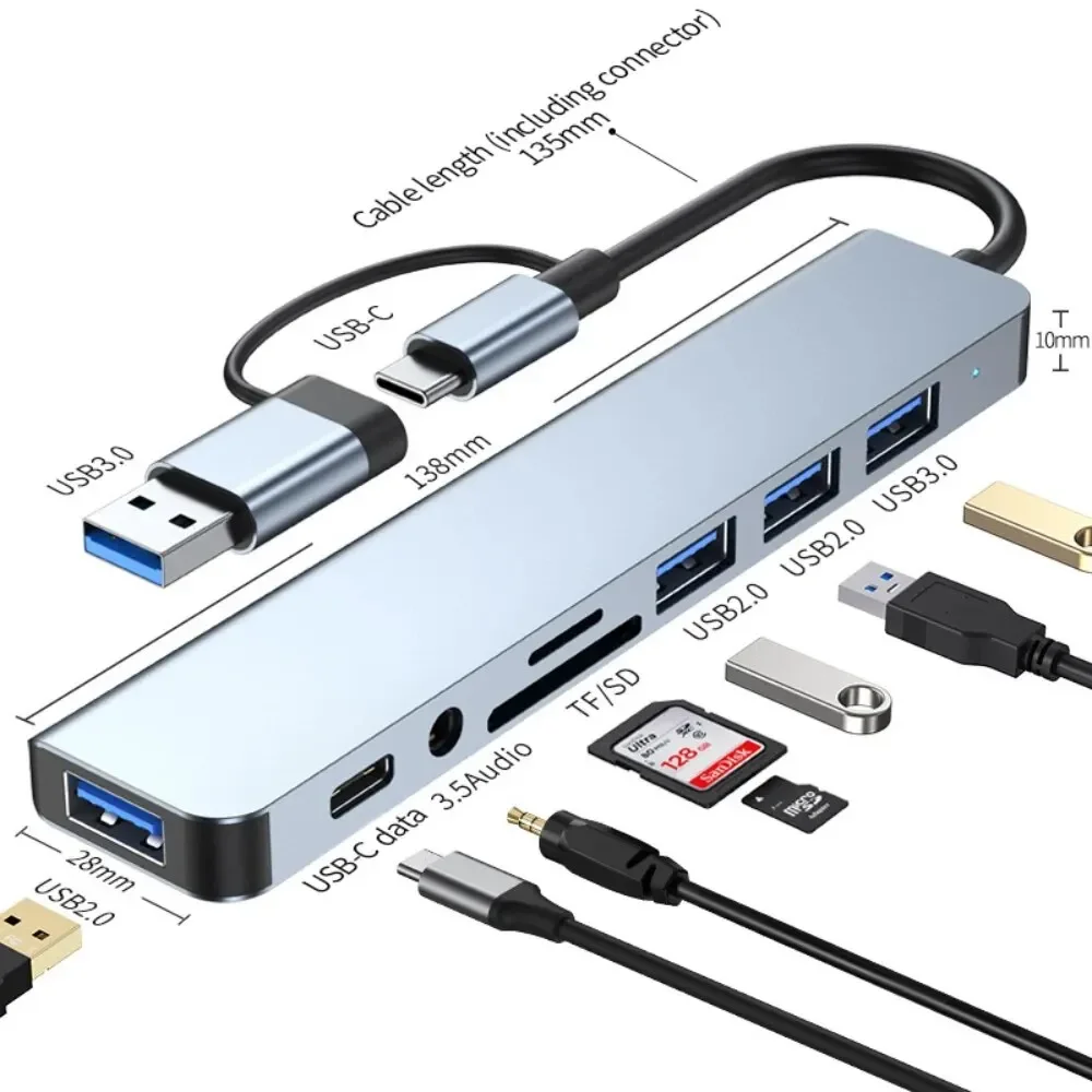 Desk Setup Usb Hub - Hub 8 em 2 USB-C com