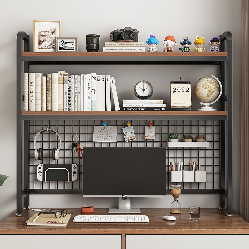 Desk Setup Productivity - Estante com grade de armazenamento de