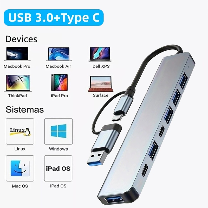 Desk Setup Usb Hub - Hub USB3.0 2 em 1 com