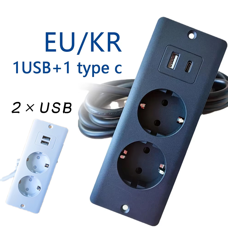 Desk Setup Usb Hub - EU KR-Tomadas elétricas embutidas com USB