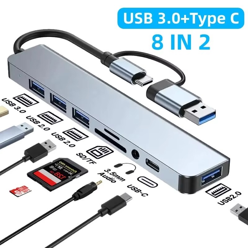 Desk Setup Usb Hub - Hub USB-C 8 em 2 com