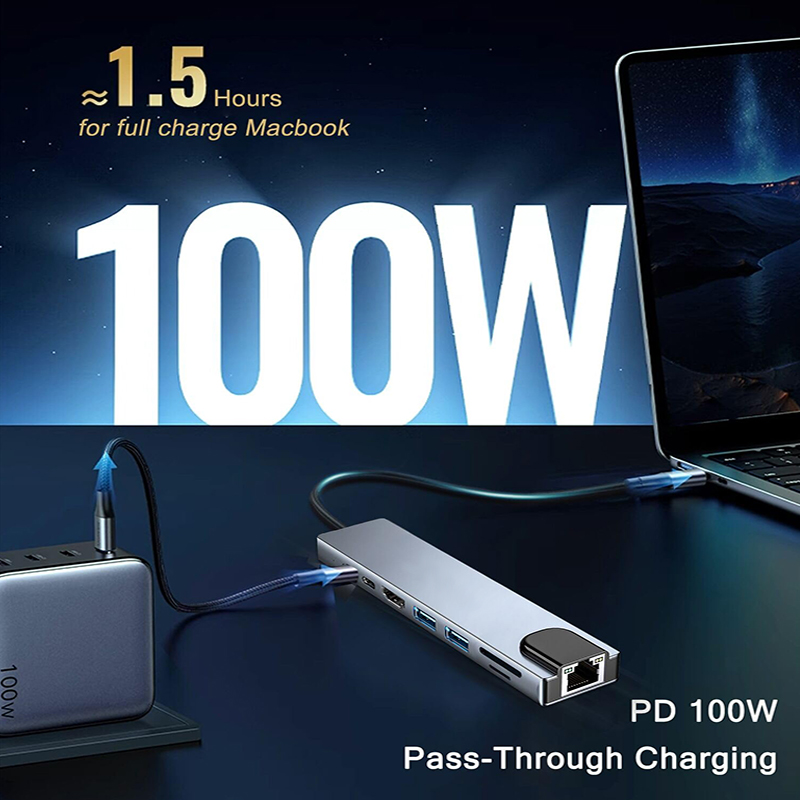 8 em 1 usb tipo c hub para mac - Desk Setup Usb Hub avaliação e preço