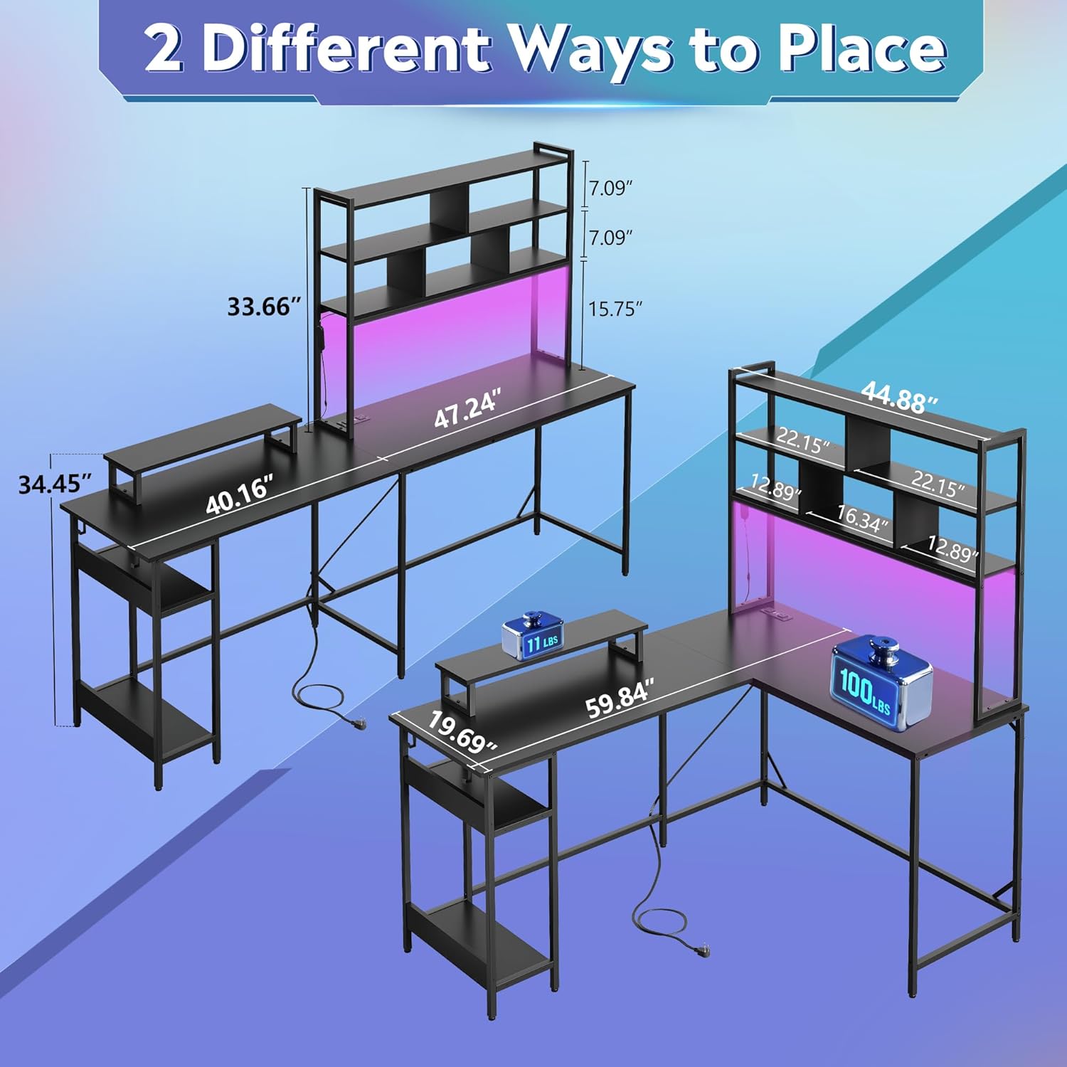 Mesa de jogos em forma de L co - Gaming Setup Desk avaliação e preço