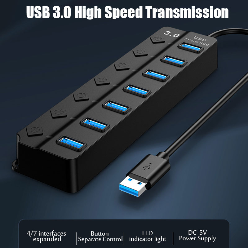 Hub USB 3.0 7 em 1, divisor US - Desk Setup Usb Hub avaliação e preço