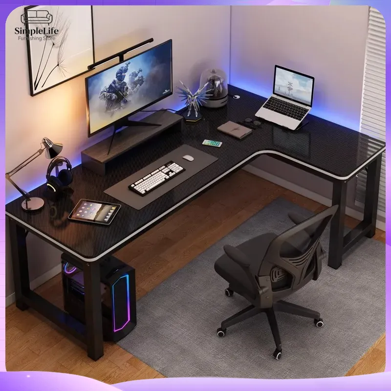 Mesa de Canto para Jogos, Mesa - Desk Setup Dual Monitor And Laptop avaliação e preço