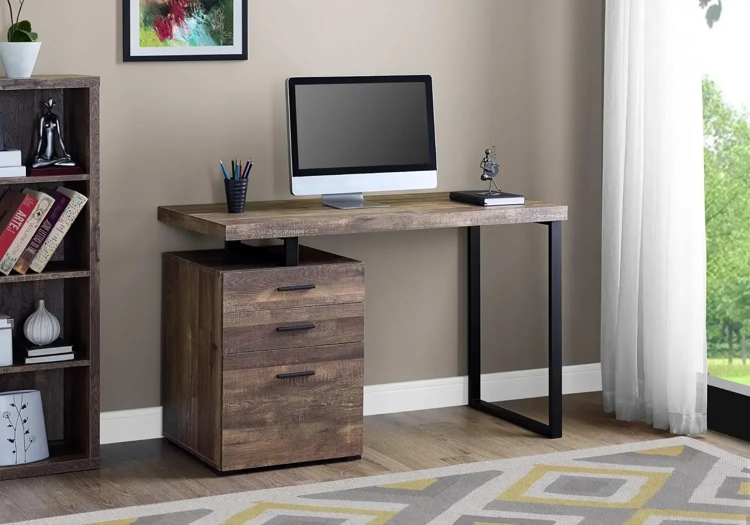 Mesa de Computador com Armário - Desk Setup Brown avaliação e preço