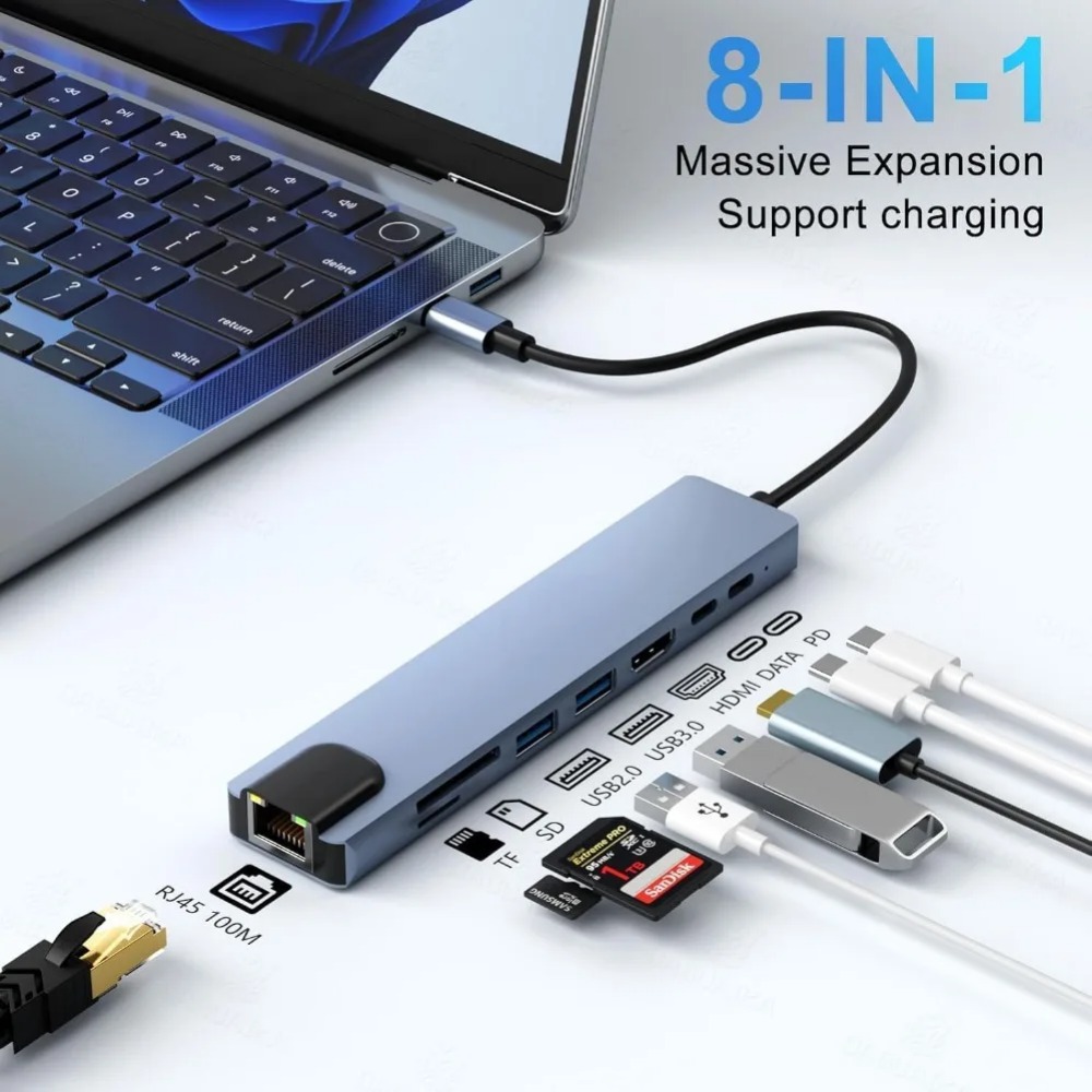 Hub USB C 8/7 em 1 Adaptador D - Desk Setup Usb Hub avaliação e preço