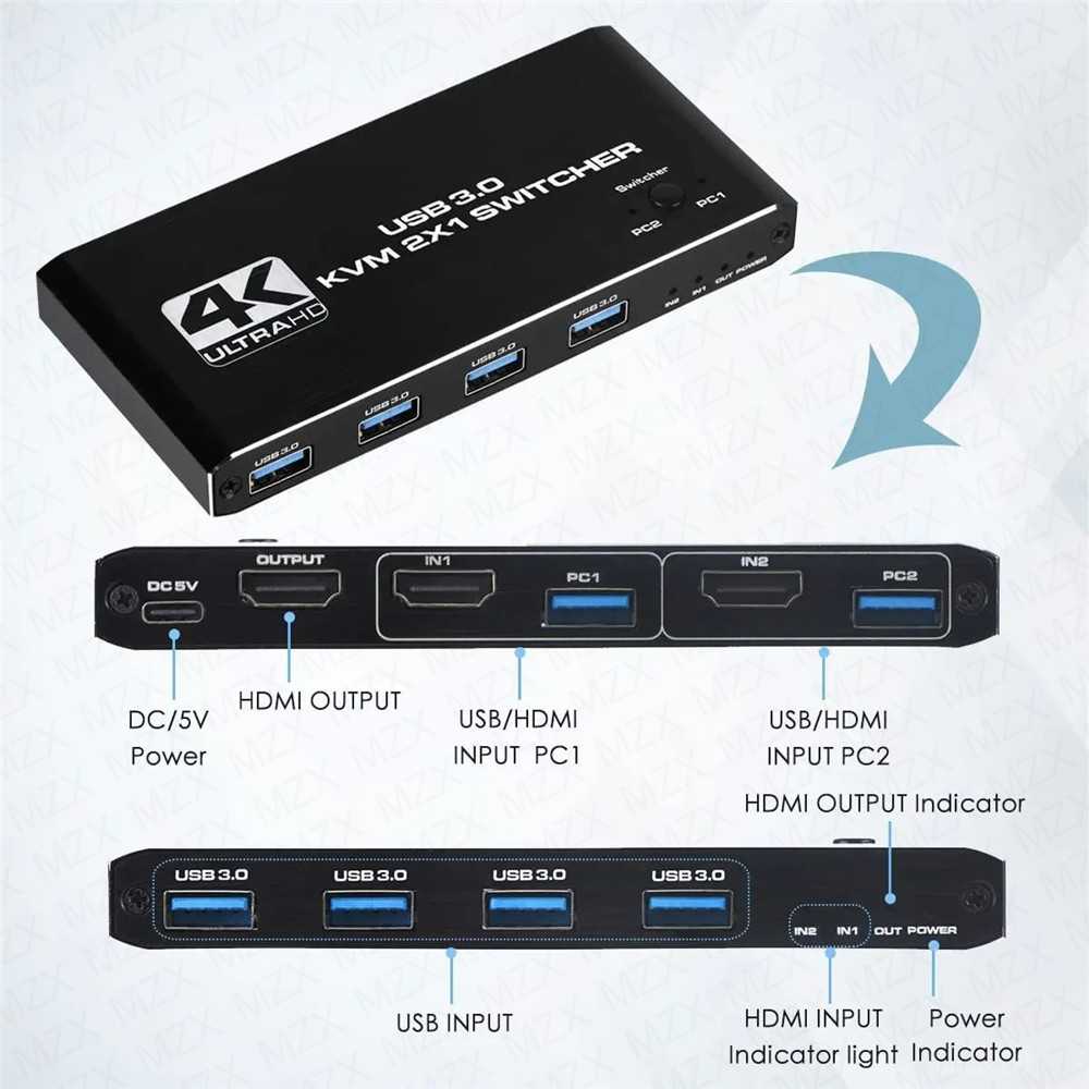 Switch KVM 4K 60Hz, Hub USB 3. - Desk Setup Usb Hub avaliação e preço
