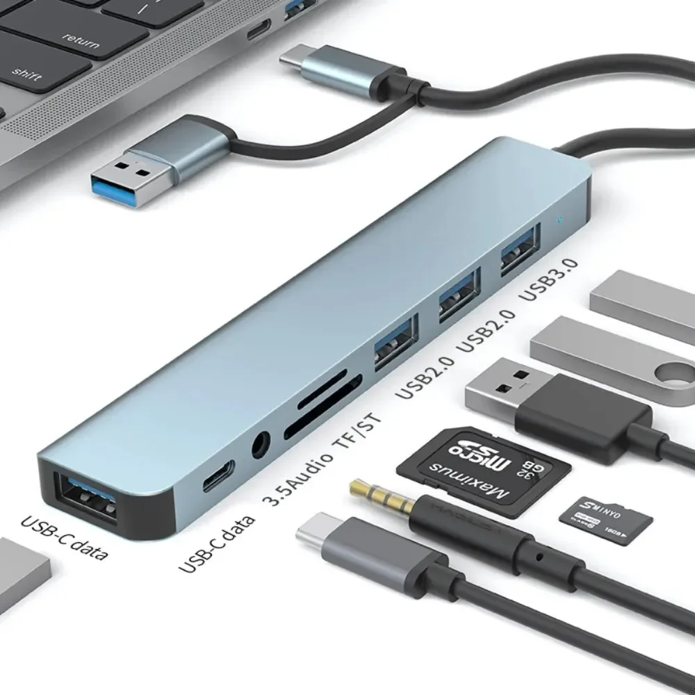 Hub 8 em 2 USB-C com leitor de - Desk Setup Usb Hub avaliação e preço