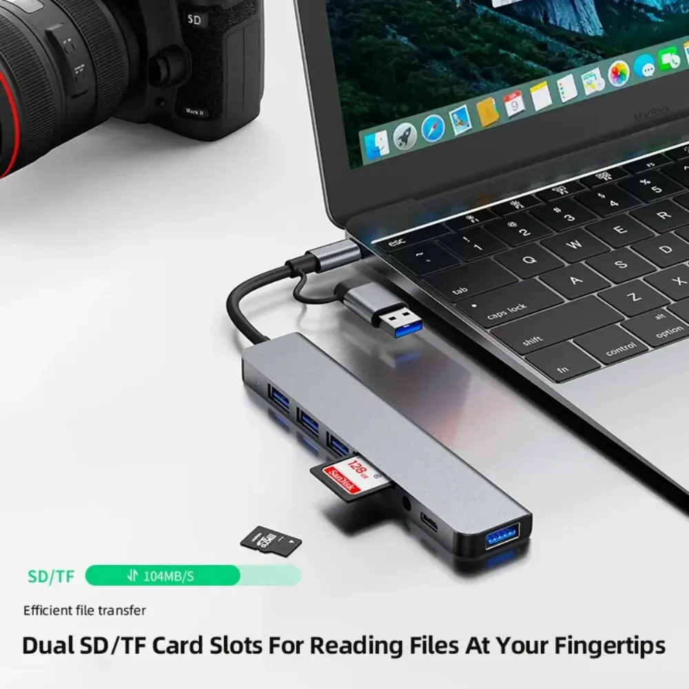Hub 8 em 2 USB-C com leitor de - Desk Setup Usb Hub avaliação e preço