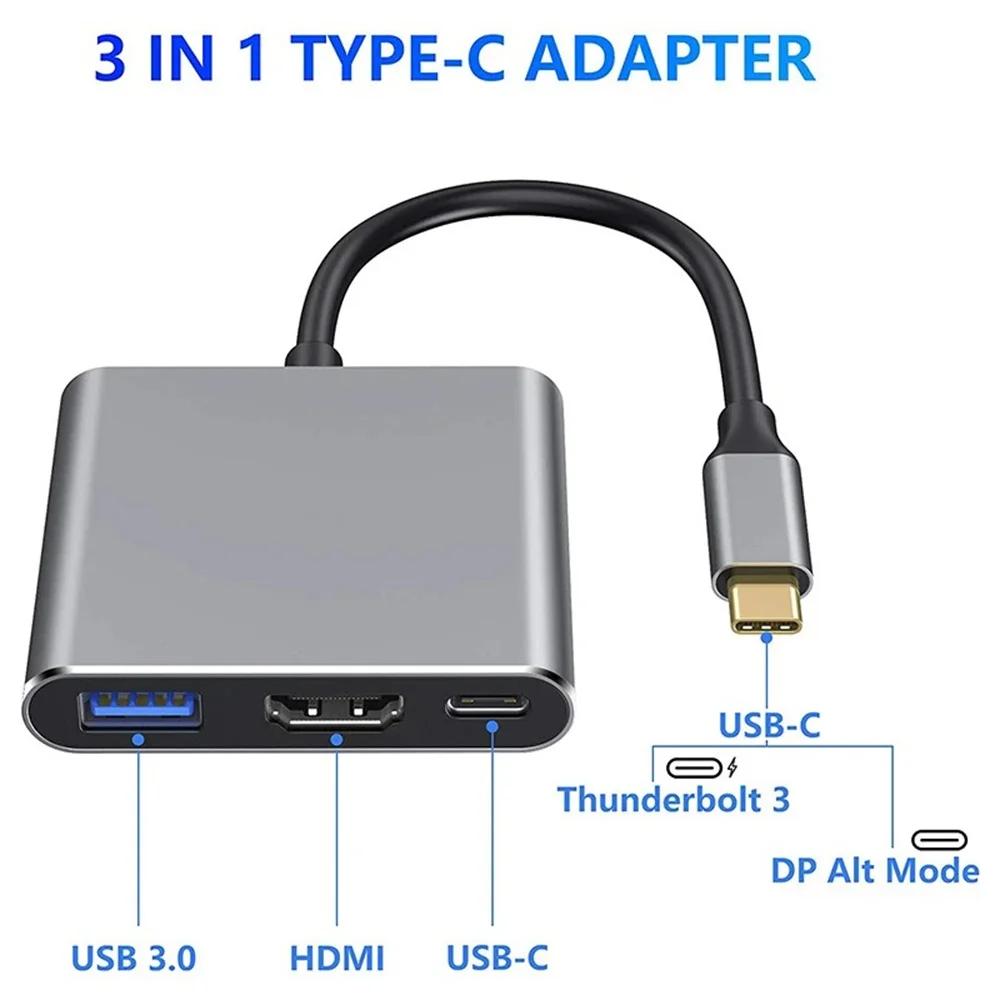 Adaptador USB C HUB 3-em-1, Tr - Desk Setup Usb Hub avaliação e preço
