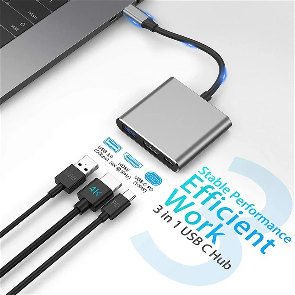 Adaptador USB C HUB 3-em-1, Tr - Desk Setup Usb Hub avaliação e preço
