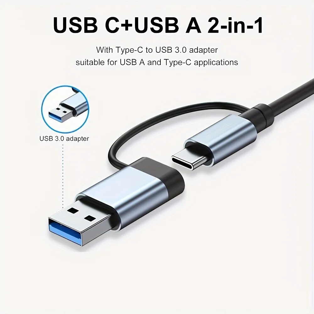 Hub USB3.0 2 em 1 com 7 Portas - Desk Setup Usb Hub avaliação e preço